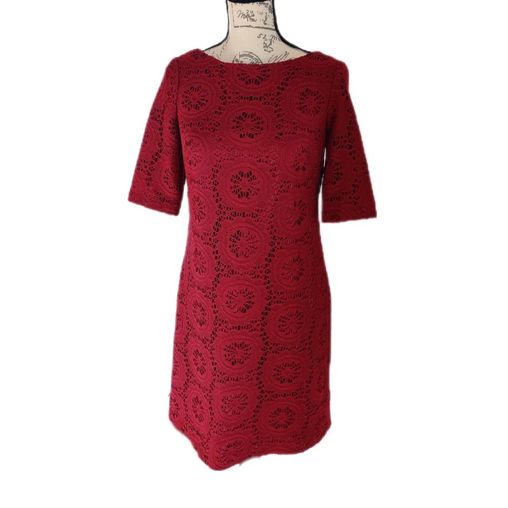 Adrianna Papell Red Lace Midi Dress